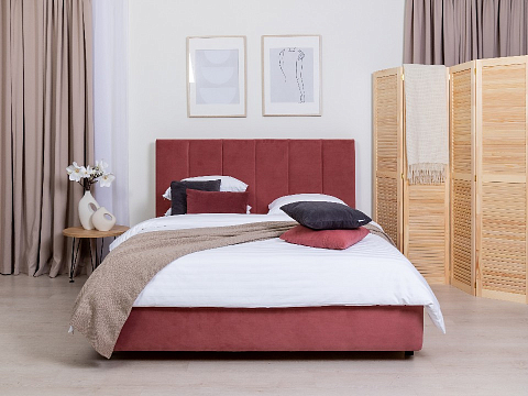 Красная кровать Oktava - Кровать в лаконичном дизайне в обивке из мебельной ткани или экокожи.