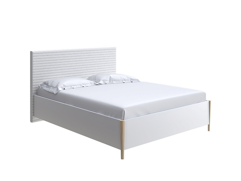 Кровать Rona 160x200 ЛДСП Венге+ткань Дуб Венге/Тетра Имбирь - Классическая кровать с геометрической стежкой изголовья