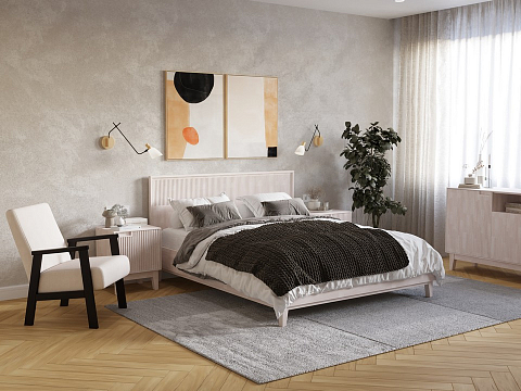 Кровать 90х190 Tempo - Кровать из массива с вертикальной фрезеровкой и декоративным обрамлением изголовья