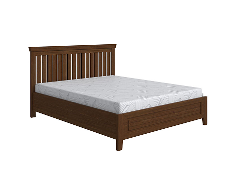 Коричневая кровать Olivia - Кровать из массива с контрастной декоративной планкой.